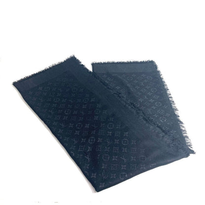 Louis Vuitton Shawl Silk, Wool Black Monogram