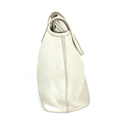 Bvlgari Tote Bag Leather Silver S.Bulgari Logo Sotirio