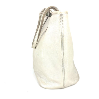 Bvlgari Tote Bag Leather Silver S.Bulgari Logo Sotirio