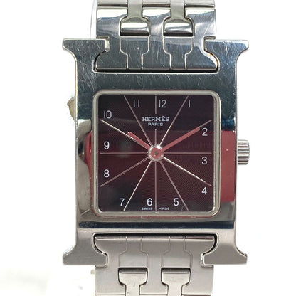 Hermes Watches Quartz Hh1.210 Stainless Steel Silver H Watch Black Dial Women