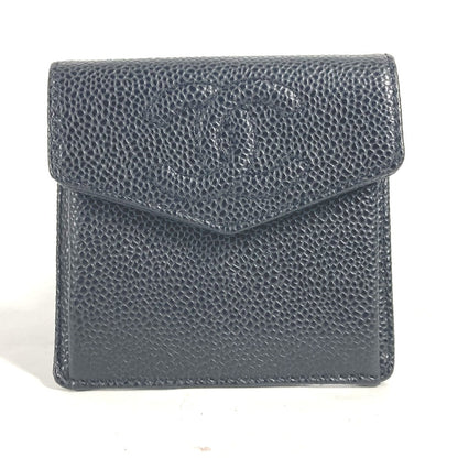Chanel Coin Case A13233 Caviar Skin Black Cc Coco Mark Women