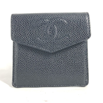 Chanel Coin Case A13233 Caviar Skin Black Cc Coco Mark Women
