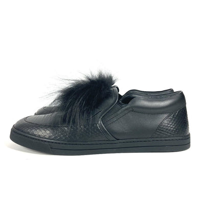 Fendi Sneakers 7E1068 Leather, Fur Black Monster Fur Mens 8