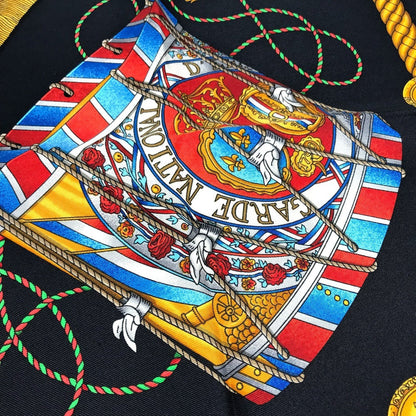 Hermes Scarf Silk Black Les Tambours Tambour Drums Carre90