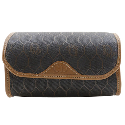 Christian Dior Pouch Pvc Brown Novelty Honeycomb Pattern Unisex(Unisex)