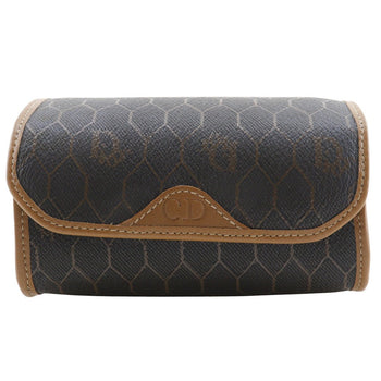 Christian Dior Pouch Pvc Brown Novelty Honeycomb Pattern Unisex(Unisex)