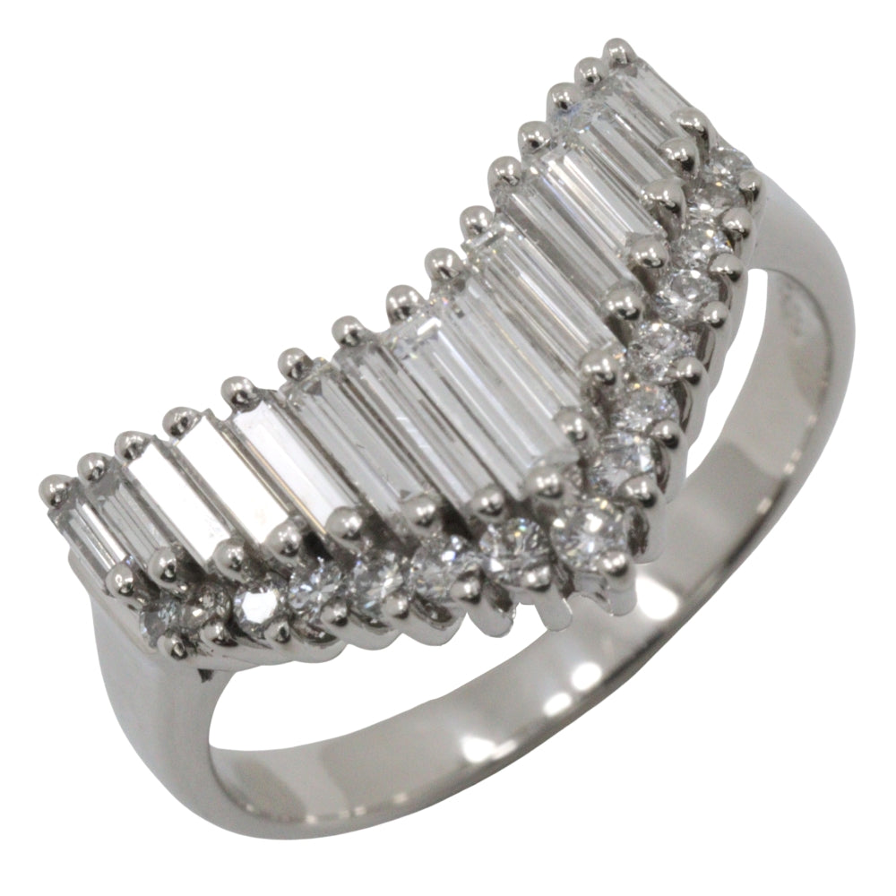 Jewelry Ring Pt900Platinum, Diamond Silver V Character Women