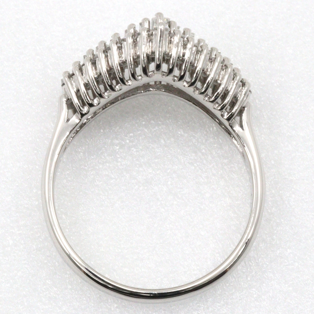 Jewelry Ring Pt900Platinum, Diamond Silver V Character Women