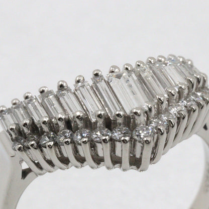 Jewelry Ring Pt900Platinum, Diamond Silver V Character Women