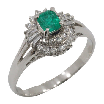 Jewelry Ring Pt900Platinum, Emerald, Diamond Silver Women