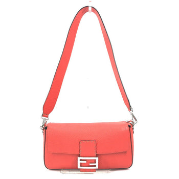 Fendi Shoulder Bag Leather Red Mamma Bucket Celeria