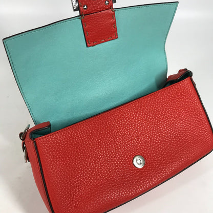 Fendi Shoulder Bag Leather Red Mamma Bucket Celeria