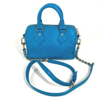 Louis Vuitton Handbag M22596 Calf Leather Blue Monogram Nanogram Speedy Bandouliere 20Cm Women