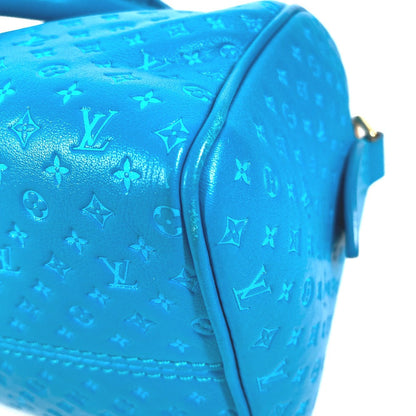 Louis Vuitton Handbag M22596 Calf Leather Blue Monogram Nanogram Speedy Bandouliere 20Cm Women