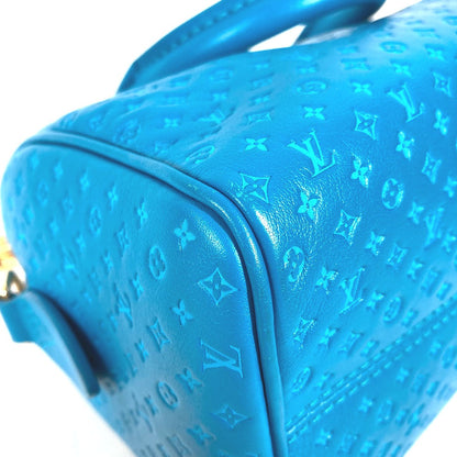 Louis Vuitton Handbag M22596 Calf Leather Blue Monogram Nanogram Speedy Bandouliere 20Cm Women