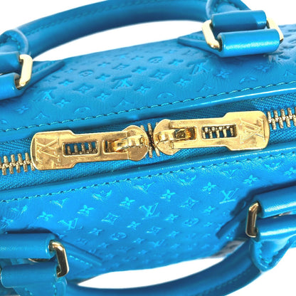 Louis Vuitton Handbag M22596 Calf Leather Blue Monogram Nanogram Speedy Bandouliere 20Cm Women