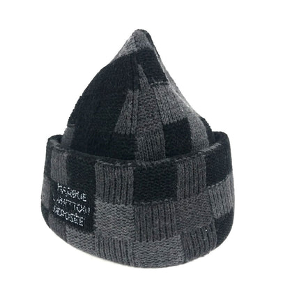 Louis Vuitton Knit Hat M5029A Wool Black Lv Crash Damoflage Beanie Mens S