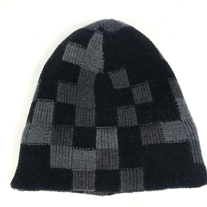Louis Vuitton Knit Hat M5029A Wool Black Lv Crash Damoflage Beanie Mens S