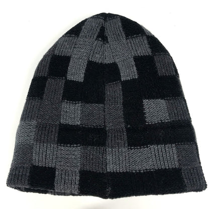 Louis Vuitton Knit Hat M5029A Wool Black Lv Crash Damoflage Beanie Mens S