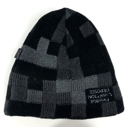 Louis Vuitton Knit Hat M5029A Wool Black Lv Crash Damoflage Beanie Mens S