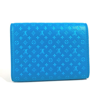 Louis Vuitton Trifold Wallet M82314 Leather Blue Nanogram Portefeuille Victorine Unisex(Unisex)