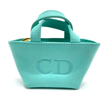 Dior Handbag Leather Turquoise Blue X Gold Metal Cd Logo Micro Bag Women