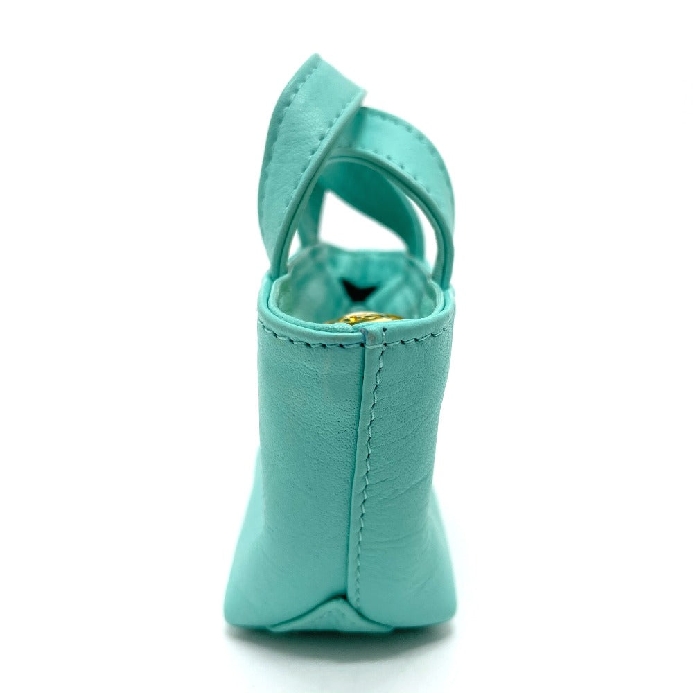 Dior Handbag Leather Turquoise Blue X Gold Metal Cd Logo Micro Bag Women