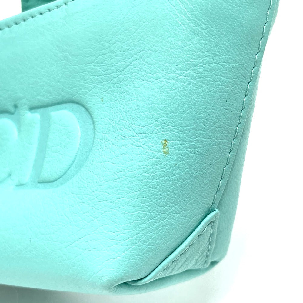 Dior Handbag Leather Turquoise Blue X Gold Metal Cd Logo Micro Bag Women