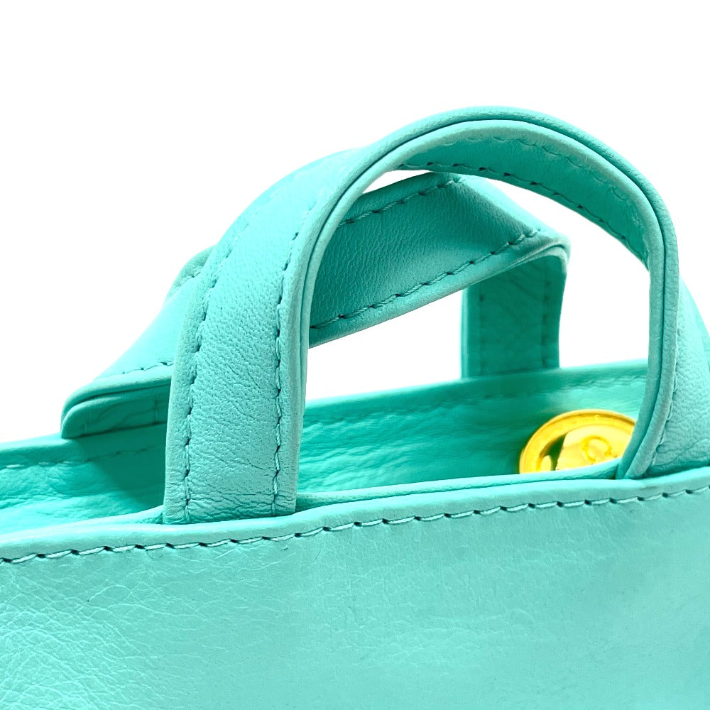 Dior Handbag Leather Turquoise Blue X Gold Metal Cd Logo Micro Bag Women