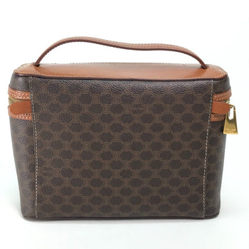 Celine Vanity Bag Leather / Pvc Brown Macadam Makeup Pouch Cosmetics Pouch Women