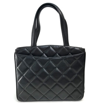 Chanel Tote Bag Lambskin Black X Gold Metal Cc Coco Mark Matrasse Quilting Women