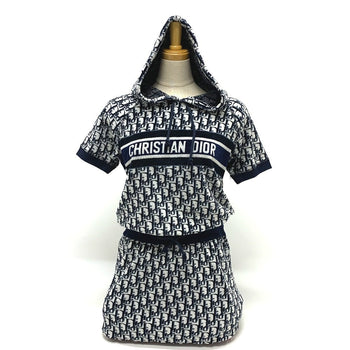 Dior One Piece 123R02A4022 Cotton Navy Oblique Fleece Short Dress Women Xs