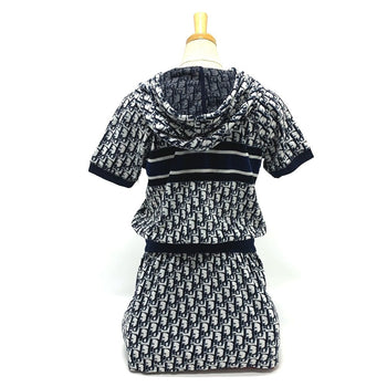 Dior One Piece 123R02A4022 Cotton Navy Oblique Fleece Short Dress Women Xs