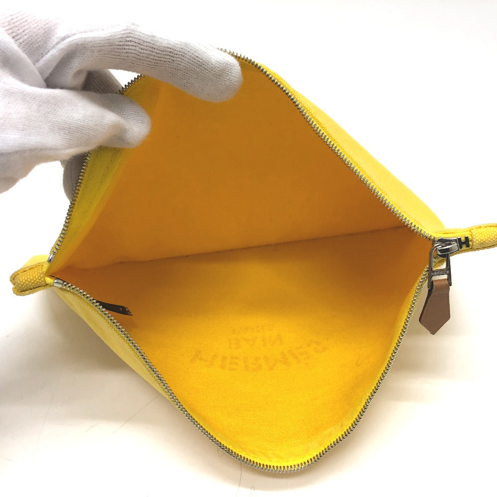 Hermes Pouch Canvas Yellow New Yachting Pouch Gm Women