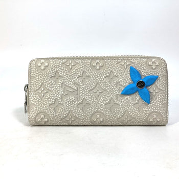 Louis Vuitton Long Wallet Purse M81573 Taurillon Clemence Leather Gray Monogram Zippy Wallet
