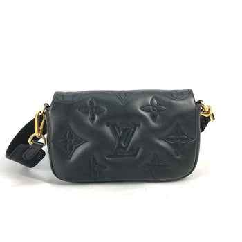 Louis Vuitton Shoulder Bag M81398 Leather Black Monogram Bubblegram Wallet On Strap Women