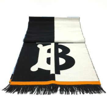 Burberry Scarf 8023067 Wool Black Grey Tb Logo Mens(Unisex)