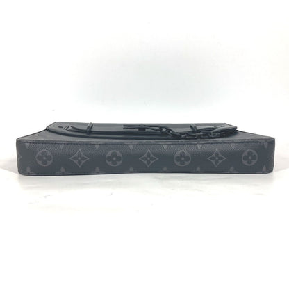 Louis Vuitton Clutch Bag M80107 Monogram Eclipse Canvas Black Monogram Eclipse Pochette Steamer Mens