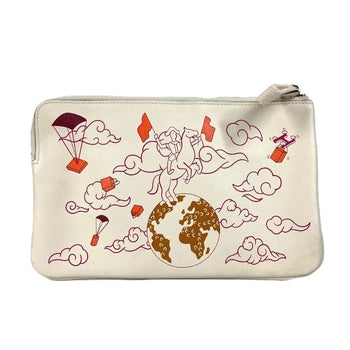 Hermes Pouch Leather Ivorytype Carre Pocket Long