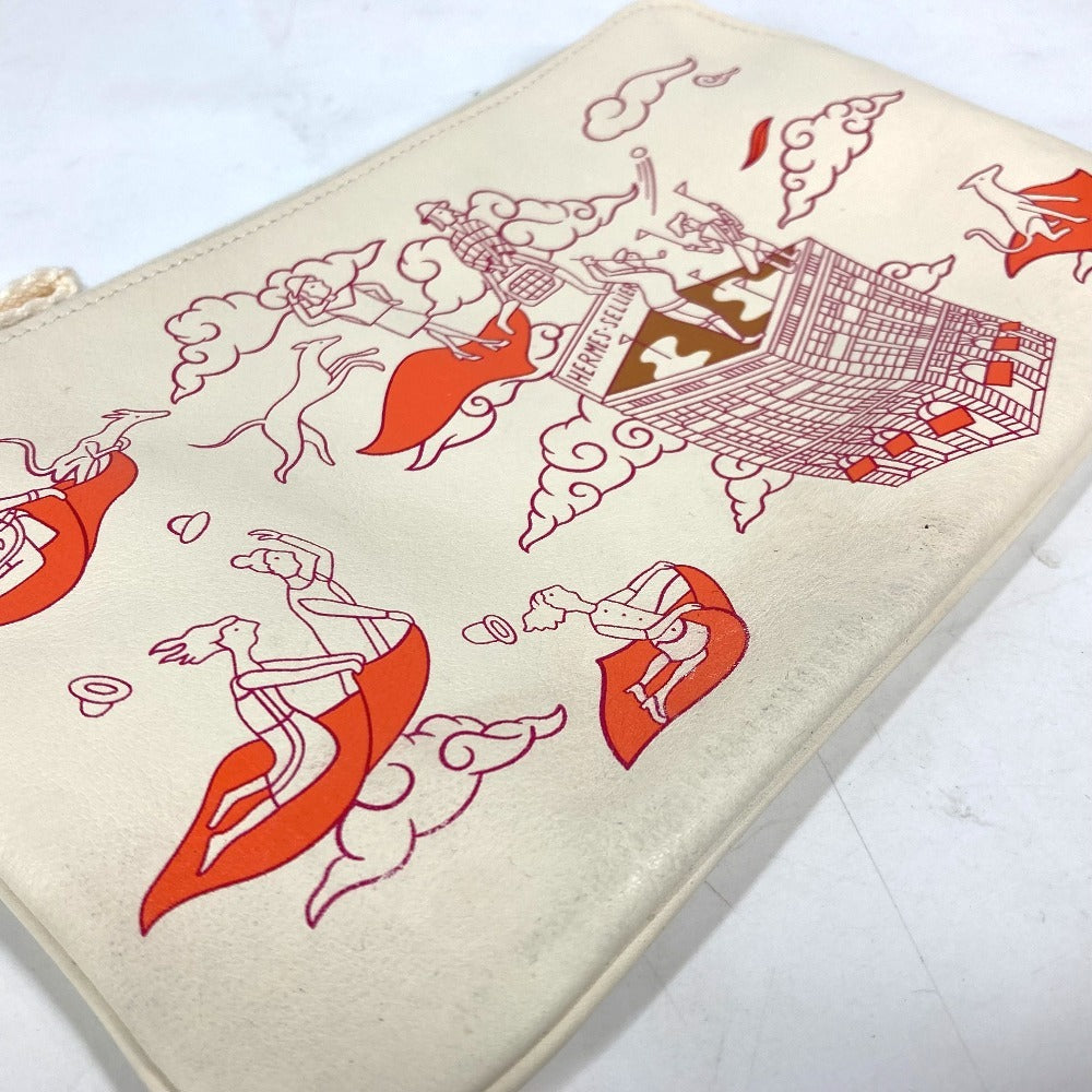 Hermes Pouch Leather Ivorytype Carre Pocket Long