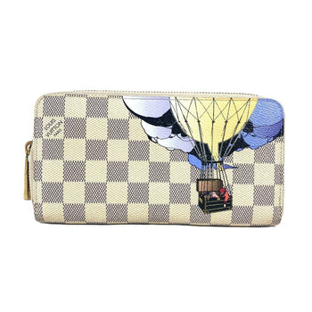 Louis Vuitton Long Wallet Purse N63006 Damier Azur Canvas White Damier Azur Balloon Motif Women