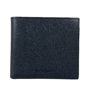 Bvlgari Folded Wallet Leather Black Logo Unisex(Unisex)