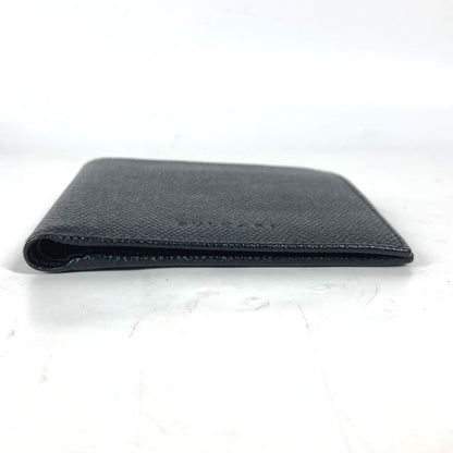 Bvlgari Folded Wallet Leather Black Logo Unisex(Unisex)