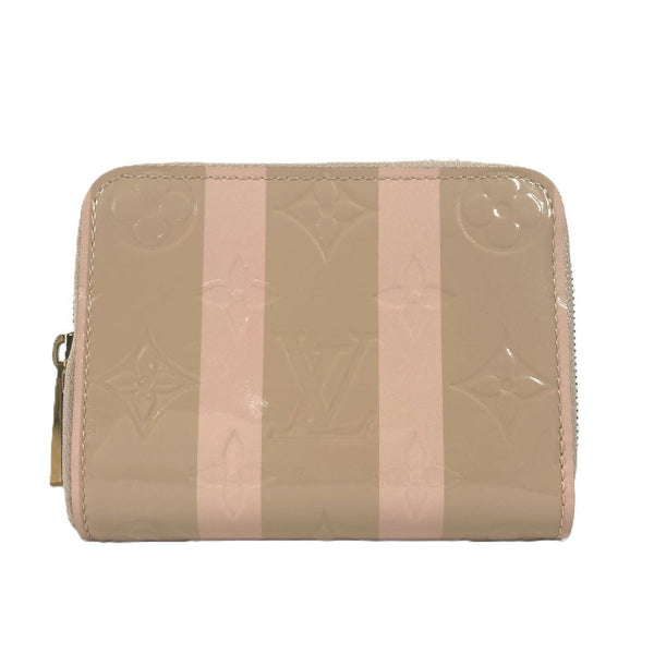 Louis Vuitton Coin Case M58066 Monogram Vernis Beige Monogram Vernis Rayure Zip Around Purse Women