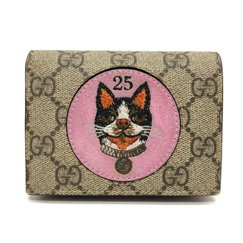 Gucci Folded Wallet 506277 Gg Supreme Canvas Beige Gg Supreme Bosco Women