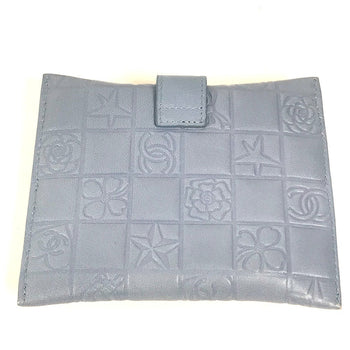 Chanel Pouch Leather Blue Cc Camellia Icon Pocket Tissue Cover Women