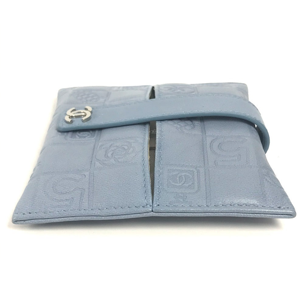 Chanel Pouch Leather Blue Cc Camellia Icon Pocket Tissue Cover Women