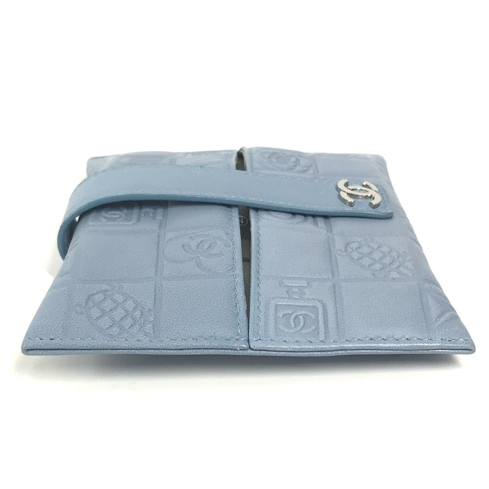 Chanel Pouch Leather Blue Cc Camellia Icon Pocket Tissue Cover Women