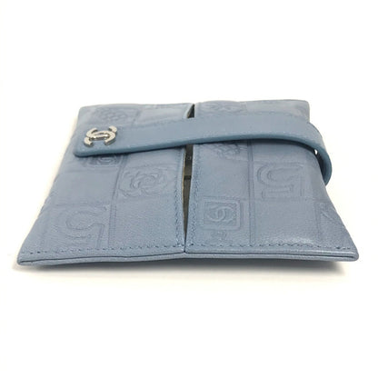 Chanel Pouch Leather Blue Cc Camellia Icon Pocket Tissue Cover Women