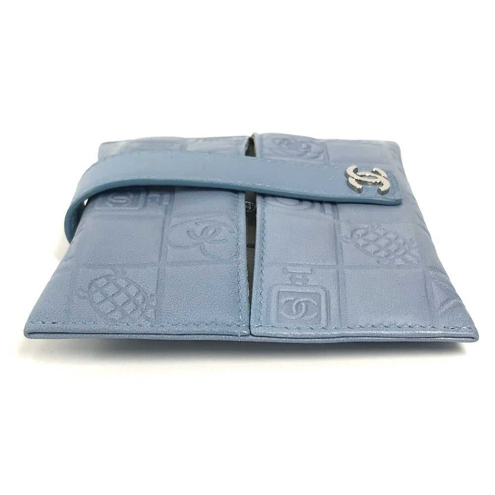 Chanel Pouch Leather Blue Cc Camellia Icon Pocket Tissue Cover Women